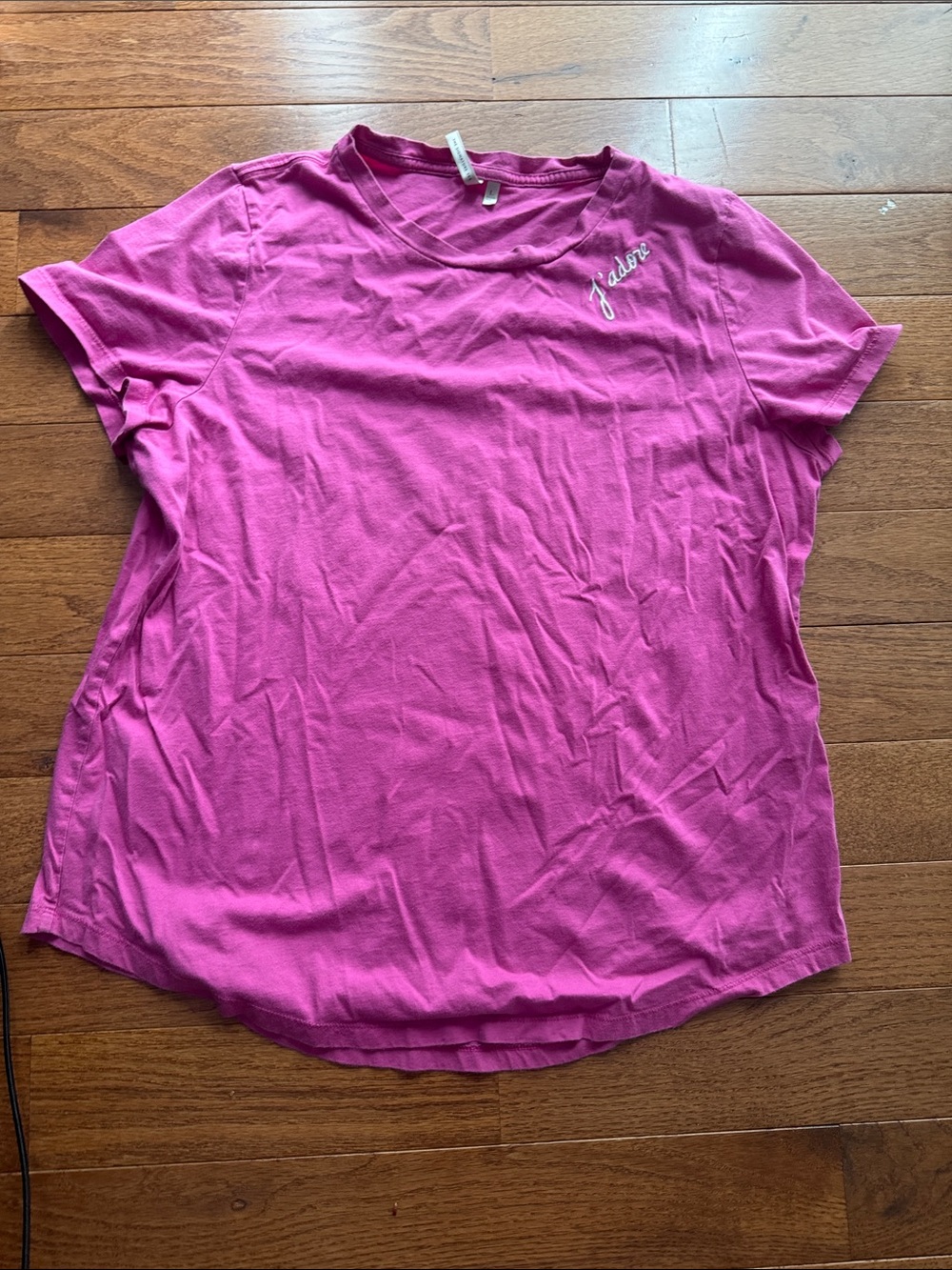 Adore Short Sleeve Tee in Bright Fuchsia with Script Detail